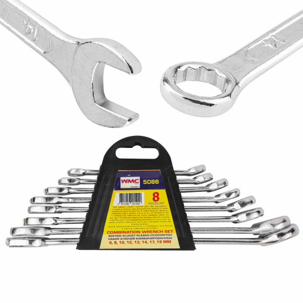 Набор ключей комбинированных 8пр. (6, 8, 10, 12, 13, 14, 17, 19мм).в пластиковом держателе