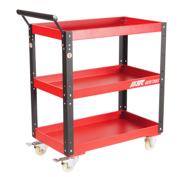 Тележка инструментальная красная с открытым отсеком JTC S1053 (3 секции)