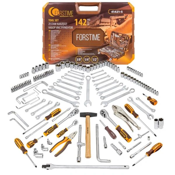 Набор инструментов 142 пр.1/4''3/8''1/2''(6-гр.)(4-32мм)