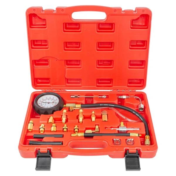 Тестер давления топлива в комплекте с резьбовыми адаптерами переходниками 20пр.(0-10Bar), в кейсе