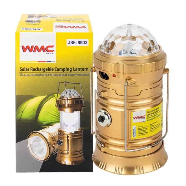 Фонарь-трансформер светодид-й аккум-й с функцией диско-шар(торц.свет:1LED/50LUM,бок.свет:6LED/30LUM,заряд:солн.батарея, кабель 220V/USB,t заряд.3-5ч)