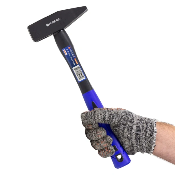 Молоток слесарный с фиберглассовой ручкой и резиновой противоскользящей накладкой (1000г)