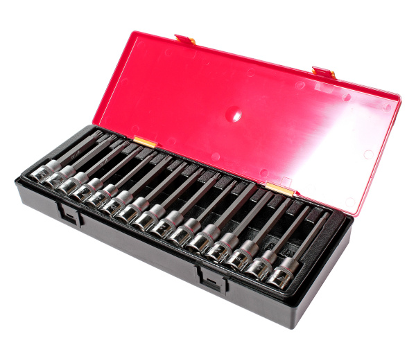 Набор головок и бит-головок JTC K4152 (1/2", TORX, HEX, SPLINE, 15 предметов в кейсе)