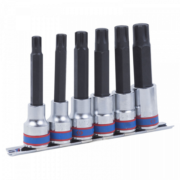 Набор торцевых насадок 1/2" RIBE, М9-М16, L = 100 мм, 6 предметов KING TONY 4116PR