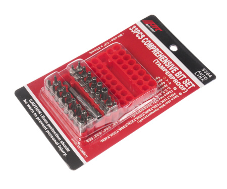 Набор бит JTC 5364 (1/4", TORX, HEX, SPANNER, с магнитным держателем, 33 предмета в боксе)