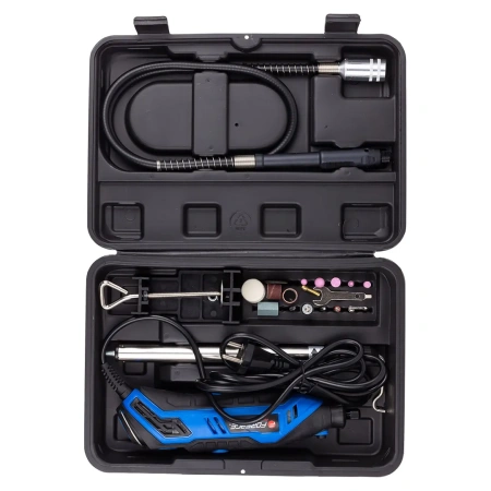 Гравер электрический ручной с набором аксессуаров(130W, 220V, 10000-32000об/мин, цанга 2.3, 3.2мм), в кейсе