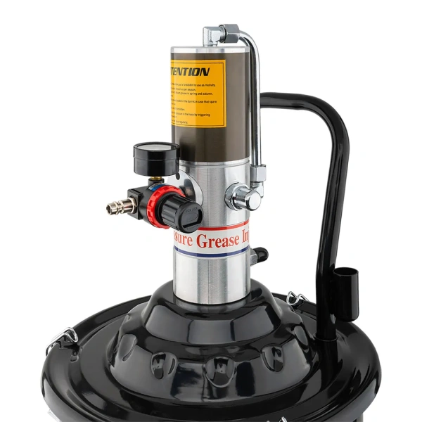 Нагнетатель смазки пневматический перекатной с емкостью 20л(50:1,пр-ть:0-0.85 л/мин, давление смазки:300-400bar,давление воздуха:6-8bar,шланг:4м)