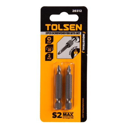 Набор вставок (бит) торцевых 1/4" Phillips PH1 50 мм 2 предмета TOLSEN TT20312