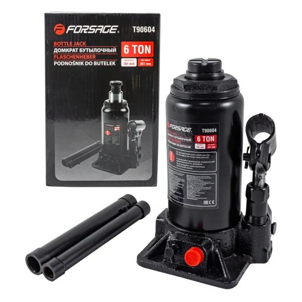 Домкрат бутылочный 6т с клапаном (h min-181мм, h max-351мм)
