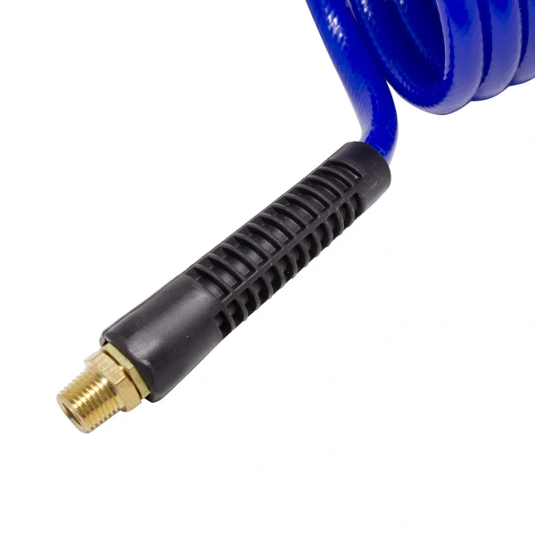 Шланг витой полиуретановый 6.5 х 10мм х 5м с резьбовыми наконечниками 1/4''(для воздуха)