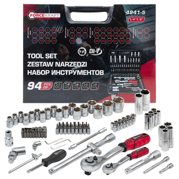 Набор инструментов 94пр. 1/2'',1/4''(6гр.)(4-32мм) Profi