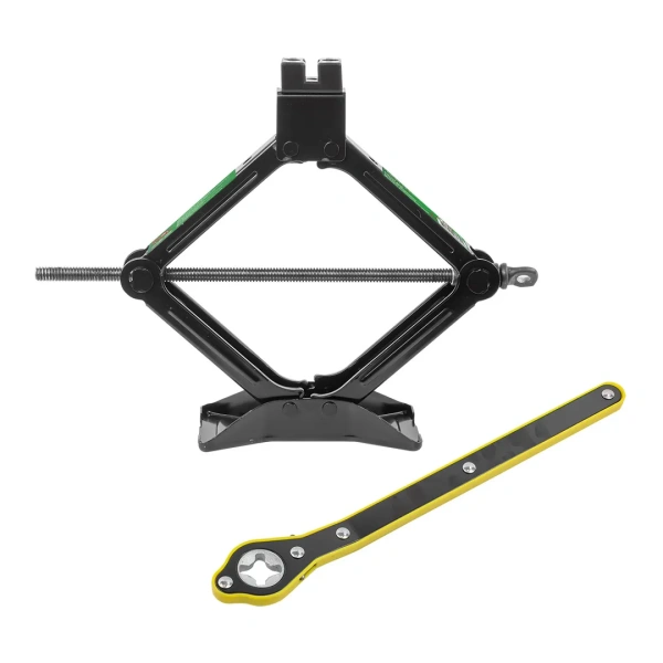 Домкрат механический ''ромб'' 2т с резиновой накладкой и трещоточной ручкой-воротком(h min 120мм, h max 415мм),в водоотталкивающем чехле