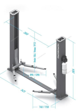 Подъемник двухстоечный 380V 4т асимметричный NORDBERG N4121A-4T-380V