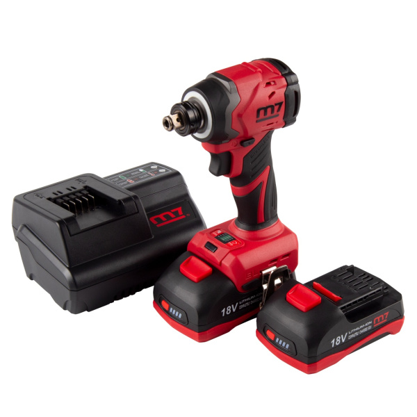 Аккумуляторный шуруповерт MIGHTY SEVEN DS-203SP, ударный, 18 В, 4 предмета, кейс, в комплекте набор бит