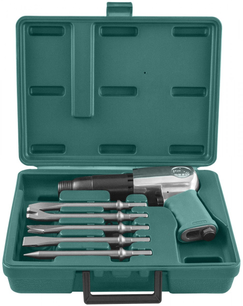 Набор молоток пневматический Jonnesway JAH-6833HK 2100 уд/мин., патрон H10, с насадками, 8 предметов