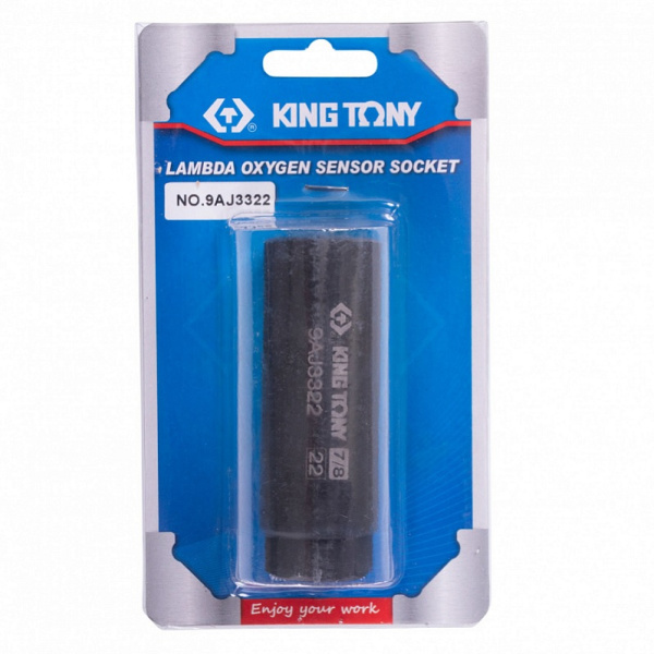 Головка KING TONY 9AJ3322 для кислородных датчиков 3/8", 22 мм, разрезная, глубокая
