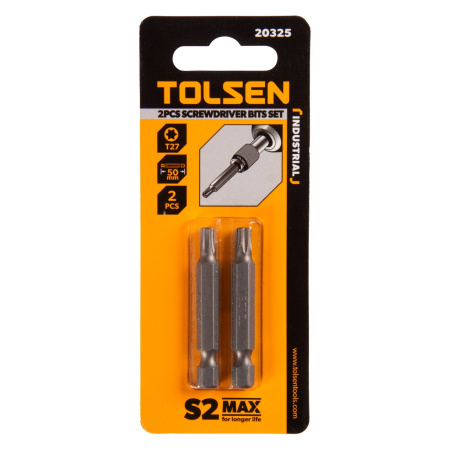 Набор вставок (бит) торцевых 1/4" Torx T27 50 мм 2 предмета TOLSEN TT20325