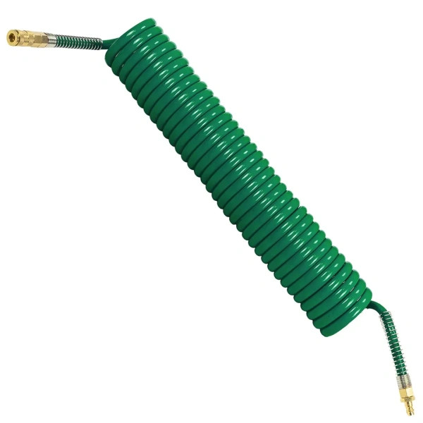 Шланг витой полиуретановый 10мм х 14мм х 10м с быстроразъемами (латунь, максимальное давление - 15bar, рабочая температура от -20 до +60 гр.)