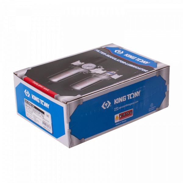 Фильтр влагоотделитель KING TONY 799A0-33C с редуктором и лубрикатор 3/8", 10 бар