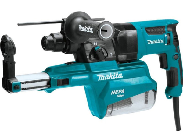 Перфоратор MAKITA HR 2651 в чем. + система пылеудаления (800 Вт, 2.4 Дж, 3 реж., патрон SDS-plus, быстросъемн., БЗП в комплекте, вес 4.4 кг)