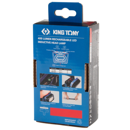 Фонарь светодиодный налобный KING TONY 9TA522 (1 Led COB, 3,7 В)