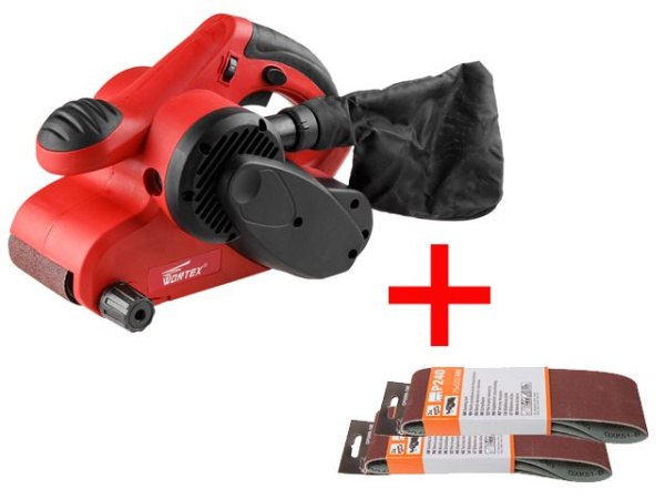 Ленточная шлифмашина WORTEX SB 7590 AE в кор.+АКЦИЯ шлифленты в подарок (В ПОДАРОК Шлифлента 75х533мм Р60 бесконечная 3шт. и Шлифлента 75х533мм Р80 бе