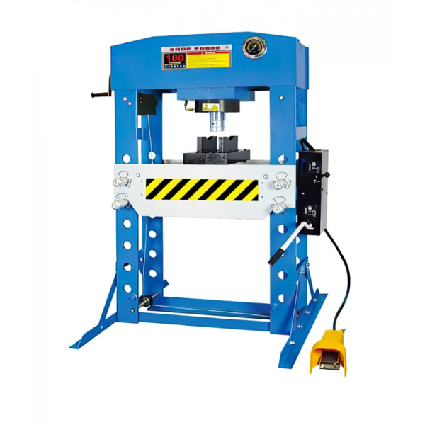 Пресс гидравлический напольный ROSSVIK HJ0813CE.5005 (100 тонн, ручной/пневматический привод, цвет синий RAL 5005)