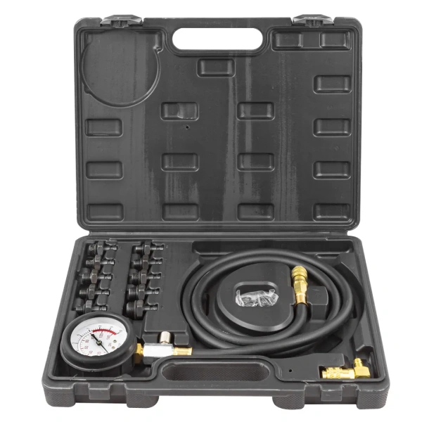Тестер давления масла в комплекте с резьбовыми переходниками 12пр.(0-10Bar), в кейсе