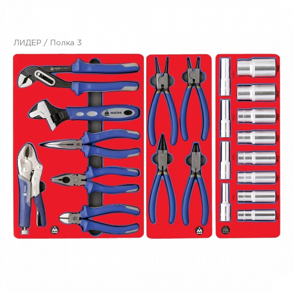 Тележка инструментальная с набором инструментов "ЛИДЕР" 270 предметов МАСТАК 52-05270R