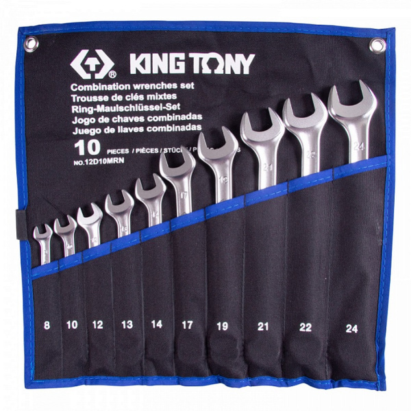 Набор комбинированных ключей KING TONY 12D10MRN, 8-24 мм, чехол из теторона, 10 предметов Набор комбинированных ключей KING TONY 12D10MRN, 8-24 мм, чехол из теторона, 10 предметов