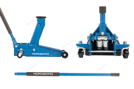 Домкрат подкатной 3 тонн 130-470 мм с резиновой насадкой быстрый подъем NORDBERG N3203
