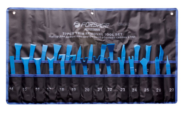 Набор приспособлений для демонтажа внутренней обшивки салона 27пр., на полотне