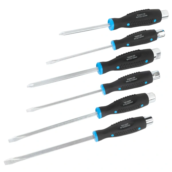 Набор отверток силовых магнитных ''Profi''S2, 6пр. (PH:2x100, 3x150мм, SL 5.5х125, 6.5х150, 10х200, 12х200мм)в лотке