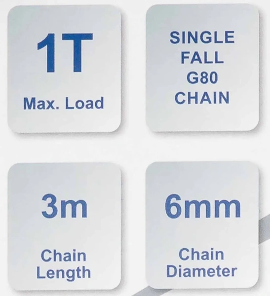Лебедка механическая подвесная с фиксацией цепи натяжения, 1т (длина цепи - 3м)