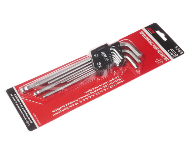 Набор ключей шестигранных Г-образных экстрадлинных с шаром JTC 5353 (1,27-10 мм, 10 предметов)