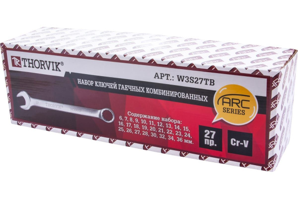 Набор ключей гаечных комбинированных серии ARC в сумке 6-36 мм 27 предметов Thorvik W3S27TB