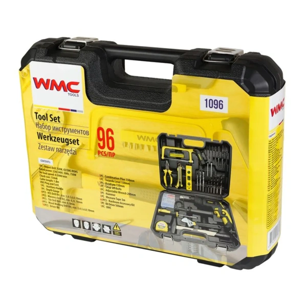 Набор инструментов 96пр(дрель ударная ,набор бит , сверло ,плоск , уровень ,ножовка ,кл разводной ,рулетка ,ножовка ,уровень ,нож , комплект метиз)