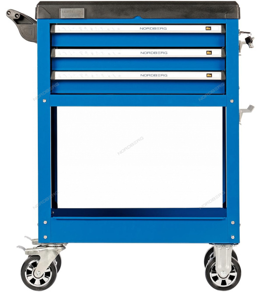 Тележка инструментальная профессиональная 3 полоки + открытый отсек NORDBERG T4N