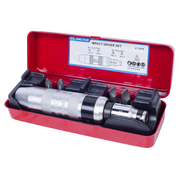 Отвертка ударная с битами KING TONY 4112FR (5/16", 6 предметов)