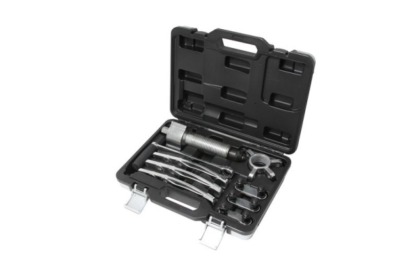 Съемник двух-трехзахватный переставной с редуктором, 5т (Ø захвата: 75-200мм, длина лап - 195мм, ход штока-100мм), в кейсе