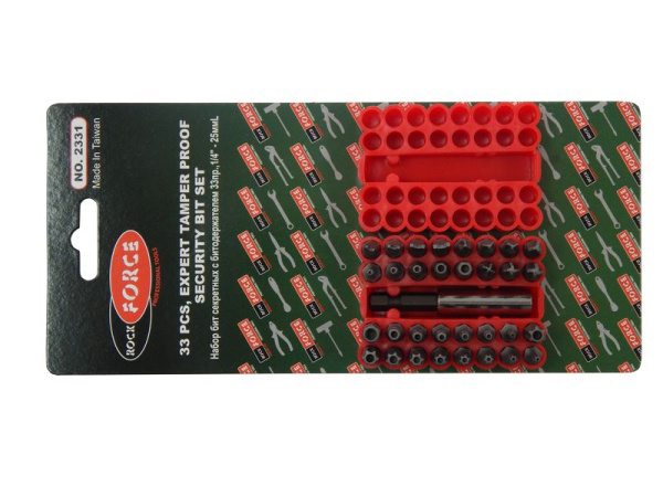 Набор бит секретных с магнитным битодержателем 33 пр. 1/4'',в блистере