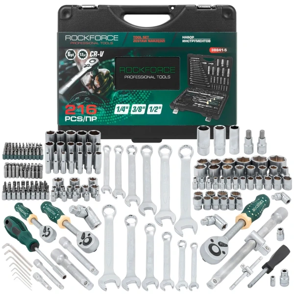 Набор инструментов 216пр. 1/4''3/8''1/2''(6гр.)(4-32мм)