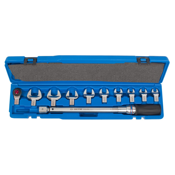 Динамометрический ключ серии "FIT", 1/2" с набором рожковых насадок 13-30 мм, 40-200 Нм, кейс KING TONY 345202D11MR