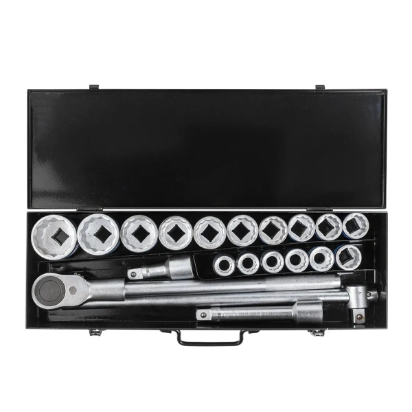 Набор инструментов 21пр, 3/4''(12гр.)(19,21,22,24,26,27,28,29,30,32,34,36,36,38,41,46,50мм), в метал.кейсе