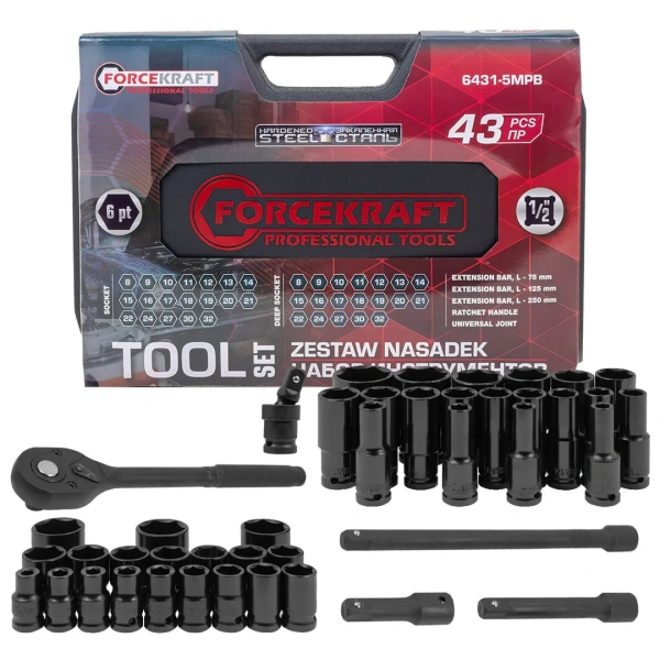 Набор инструментов 43пр. 1/2''(6гр)(8-32мм)