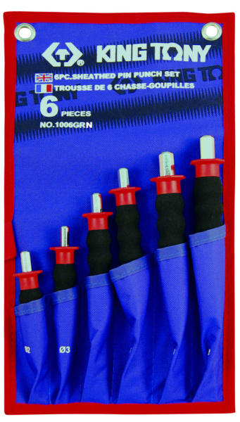 Набор выколоток с протектором, чехол из теторона, 6 предметов KING TONY 1006GRN