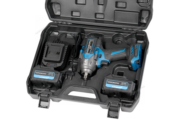 Гайковерт аккумуляторный NORDBERG NE808K (1/2", 20 В, 1000 Нм, 2 аккумулятора 4 A и зарядное устройство, в кейсе)