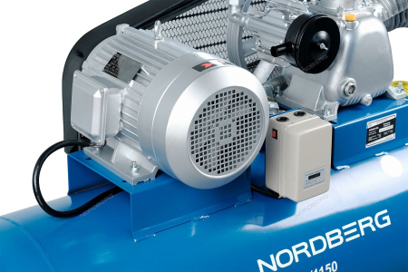NORDBERG Компрессор NCE300/1150 3-х поршн., ременной, чугунная головка, 380В, ресивер 300л, 1150л/мин