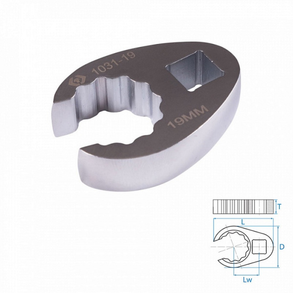 Ключ разрезной (воронья лапка) KING TONY 1031-19R, 19 мм, 3/8"