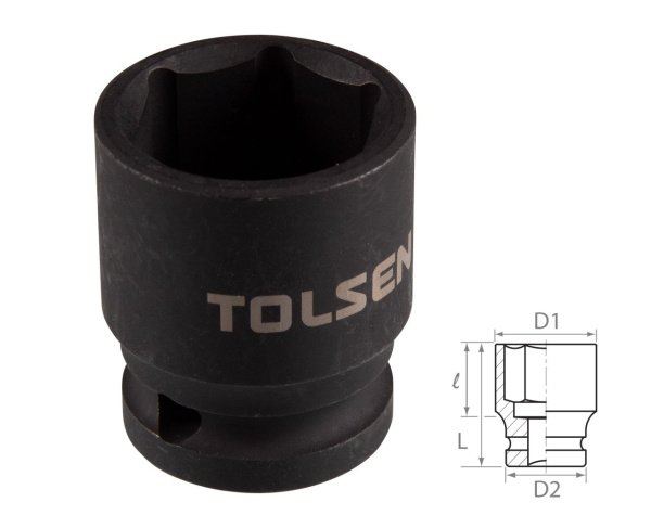 Головка торцевая ударная шестигранная 1/2" 24 мм TOLSEN TT18224